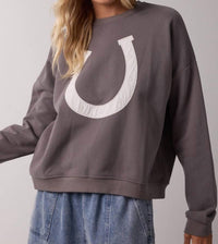 WISHLIST Horseshoe Crewneck Sweatshirt in charcoal - women's top