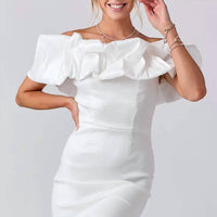 Baby Pink - Off Shoulder Ruffle Mini Dress