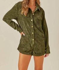Day + Moon - Button Down Corduroy Romper