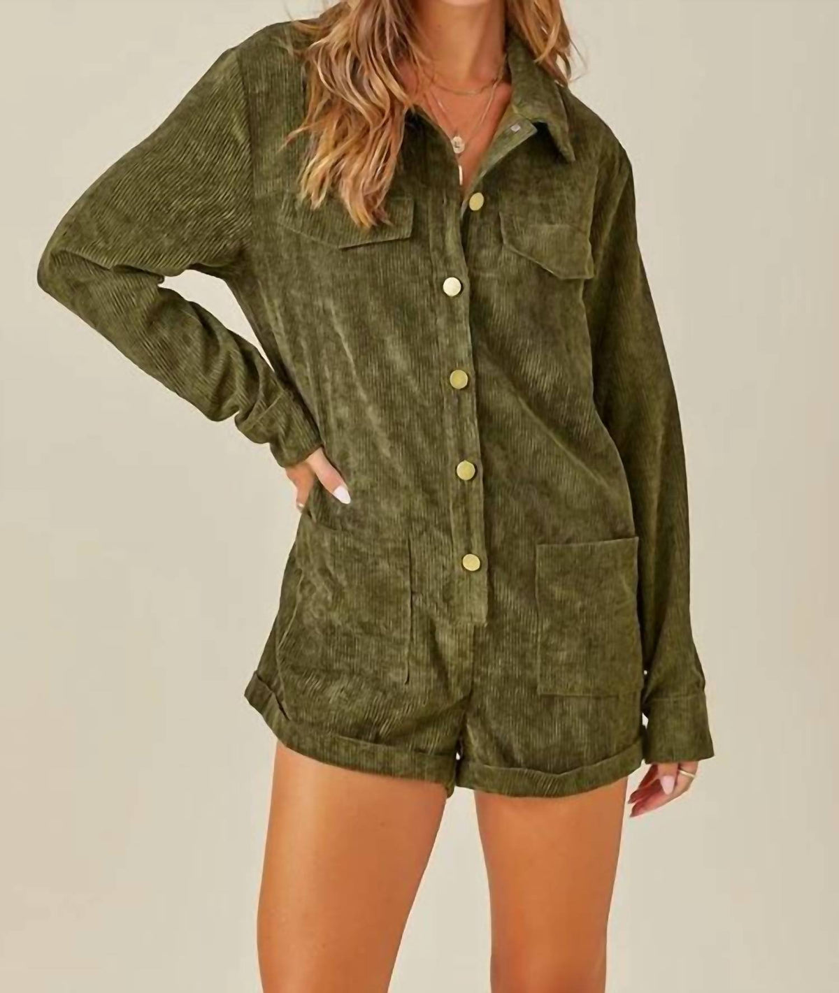 Day + Moon - Button Down Corduroy Romper