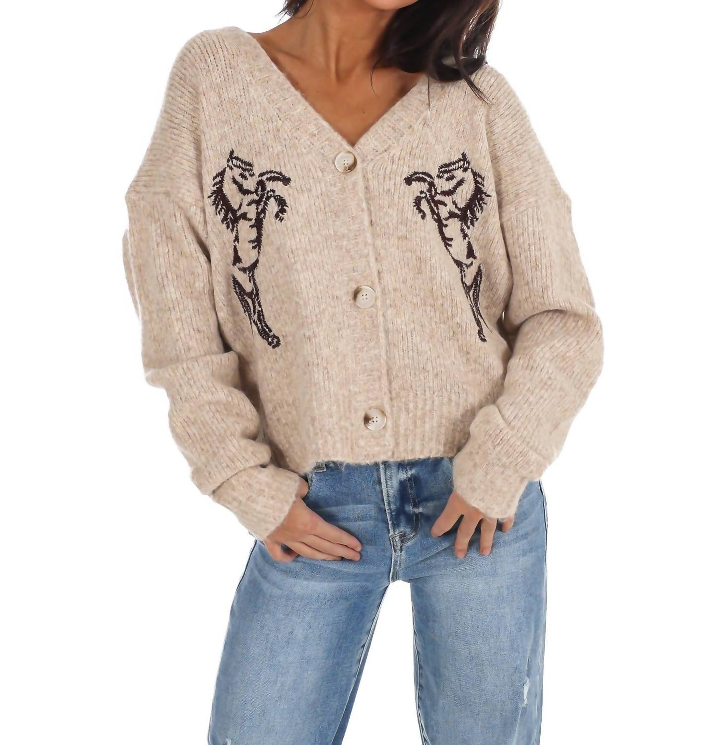 Dreamers - Prancing Horse Long Sleeve Cardigan