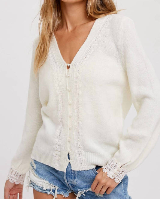 Bluivy - LACE TRIM BUTTON UP PULLOVER