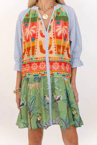Thml - V Neck Mixed Print Babydoll Dress