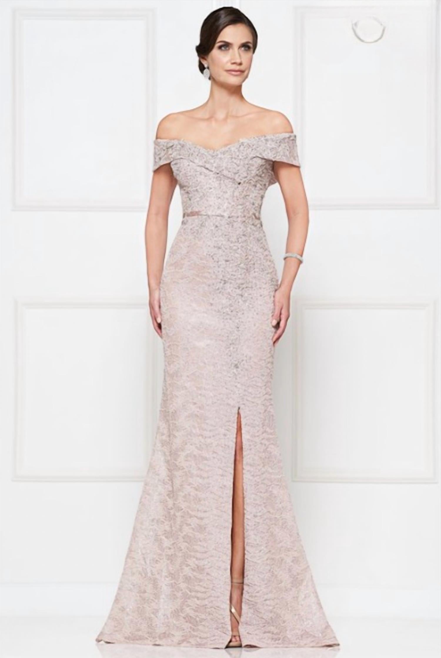 Colors Dress - Lace Off Shoulder Gown
