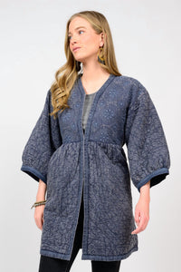 Ivy Jane Embroidered Quilted Jacket in indigo - women's jacket - alternate view