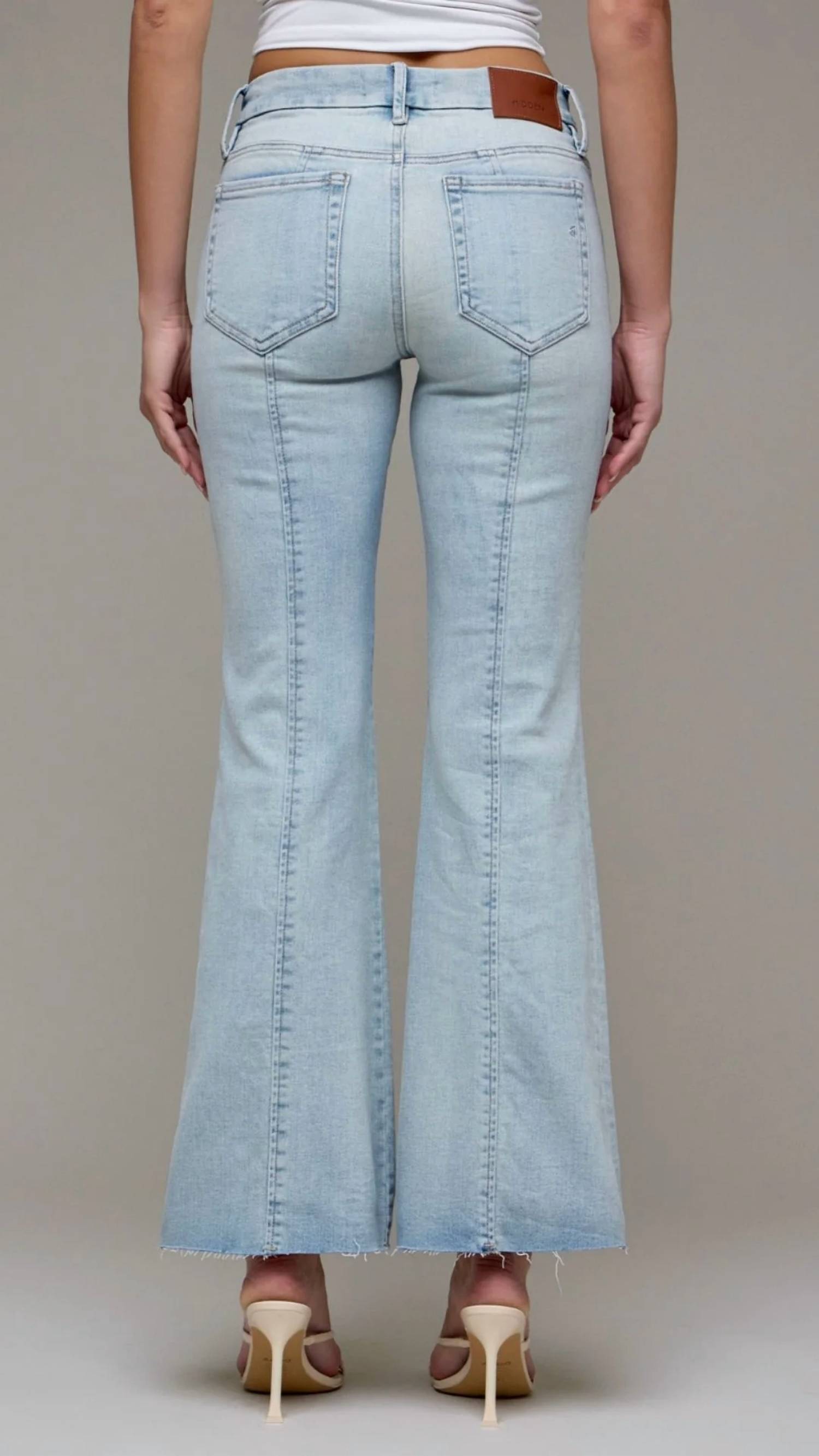 Hidden - Mid Rise Full Length Seam Detail Flare Jeans