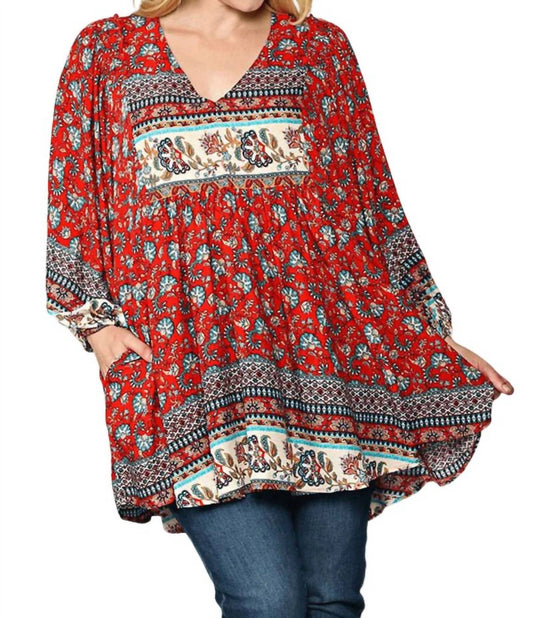 Gigio - EDGY PLUS: Amirah Crimson Mix Tunic