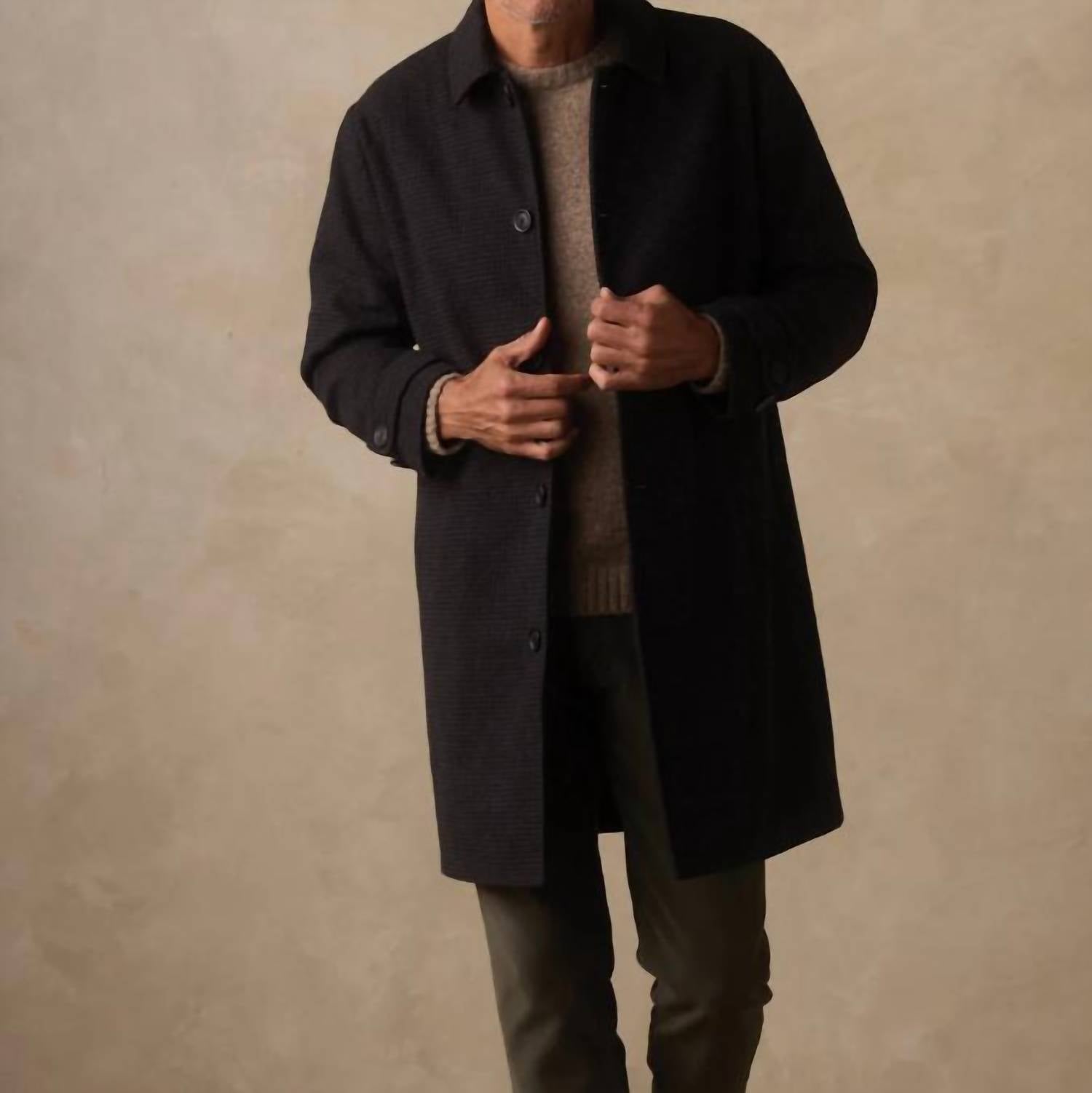 The Normal Brand Henry Topcoat in brown houndstooth - men's jacket