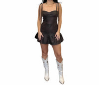 Sincerely Ours Tie Shoulder Suede Romper in chocolate - women's pants