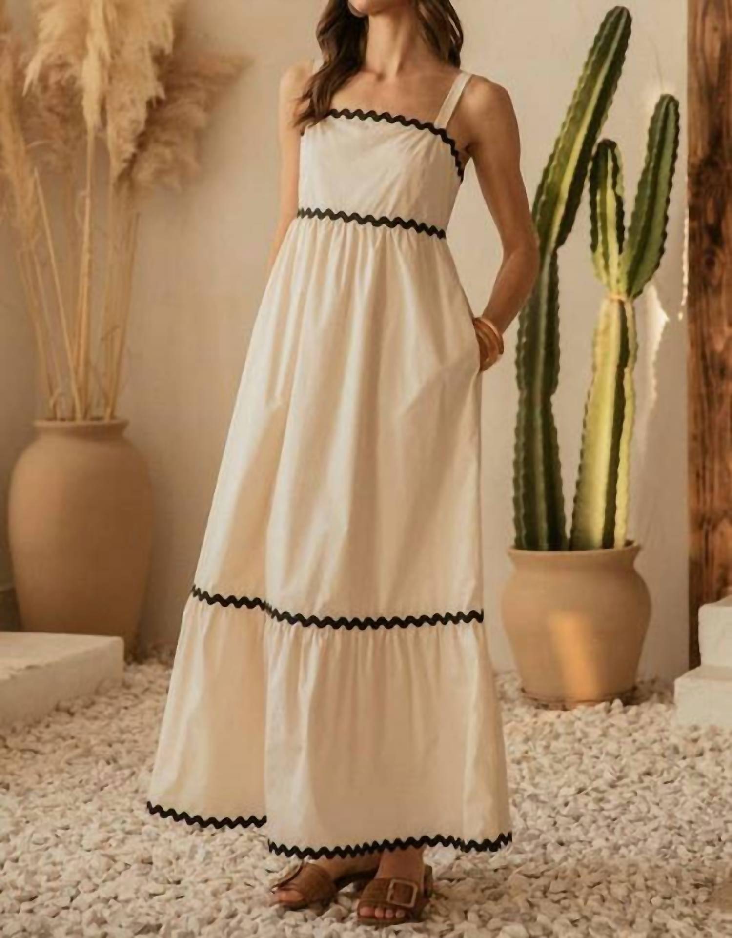 Skies Are Blue - Sleeveless Square Neck Midi Dress