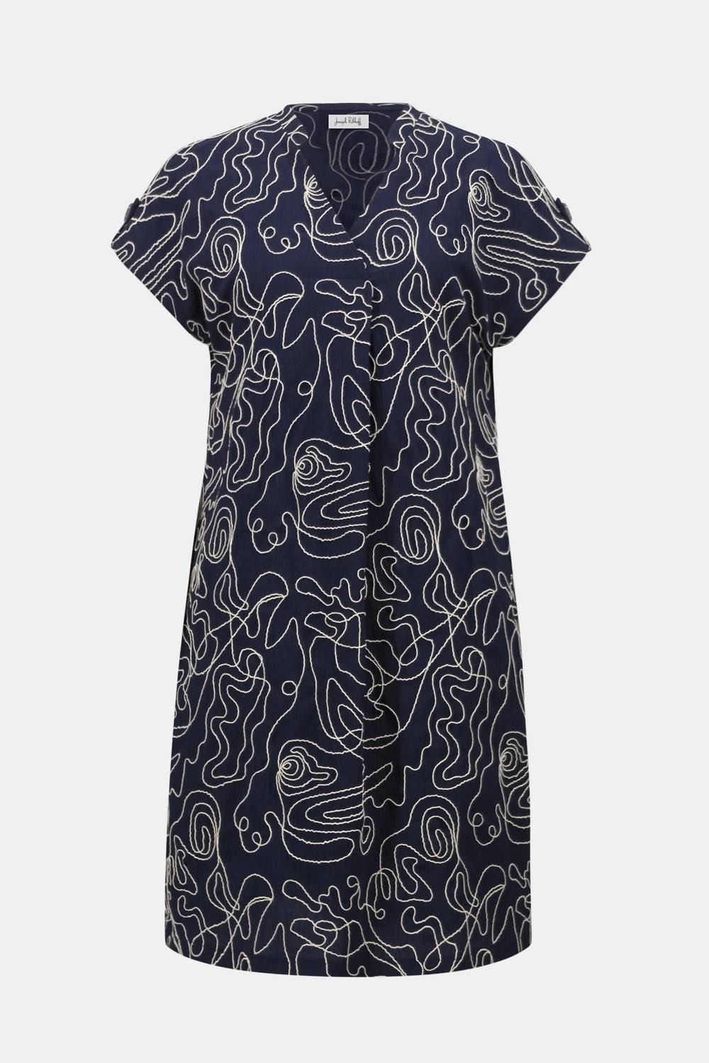 Joseph Ribkoff Novelty Abstract Print Trapeze Dress in navy off white - women's dress - alternate view