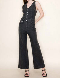 White Birch - Black Denim Sleeveless Jumpsuit