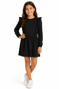Sara Sara - Girls Drop Waist Ruffle Trim Dress