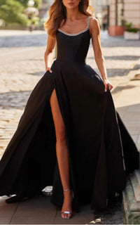 La Femme - Embellished Scoop Neck A-Line Gown