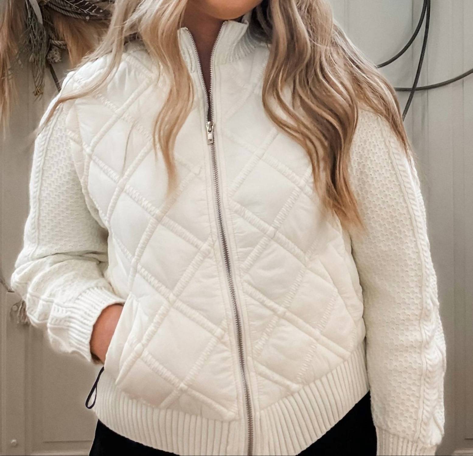 Current Air - Quilted Sweater Zip Jacket
