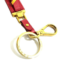 Prada - Women's Peony Saffiano Leather Clip Keychain With Logo Lettering