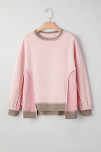 66Disco - Textured Waffle Patchwork Oversized Sweatshirt