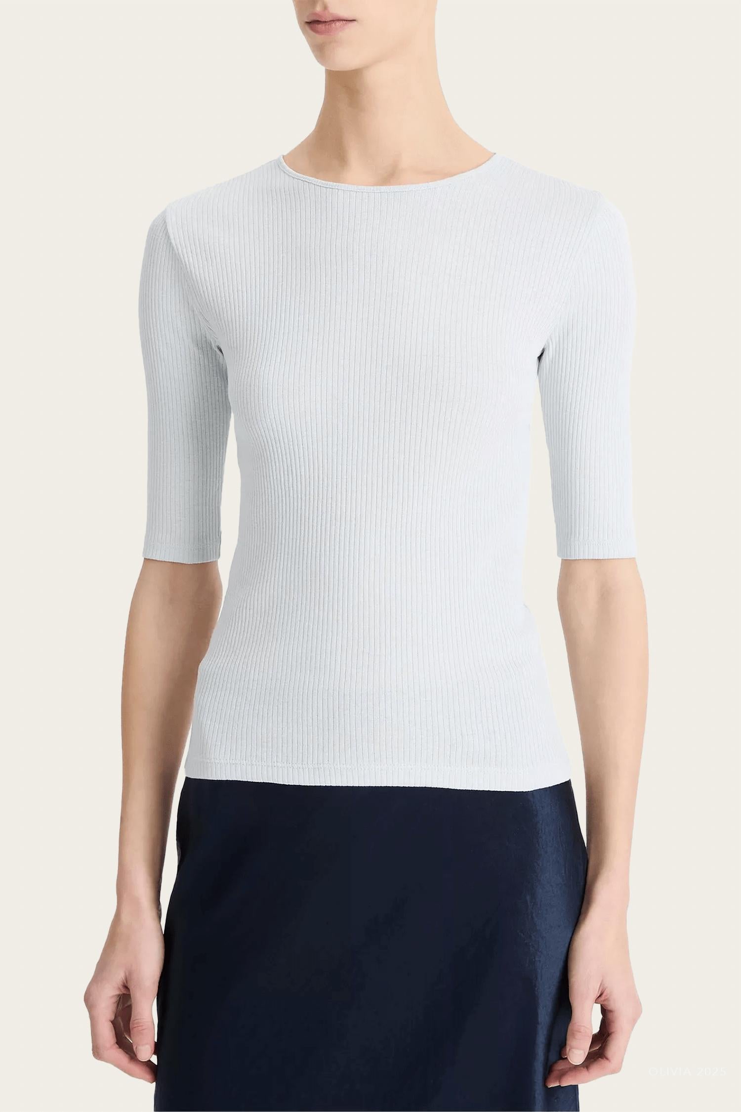 Vince - Ribbed Elbow-sleeve T-shirt