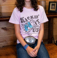 Cowgirl Justice Girls Kickin' It Up Tee in pink - kids' t-shirt