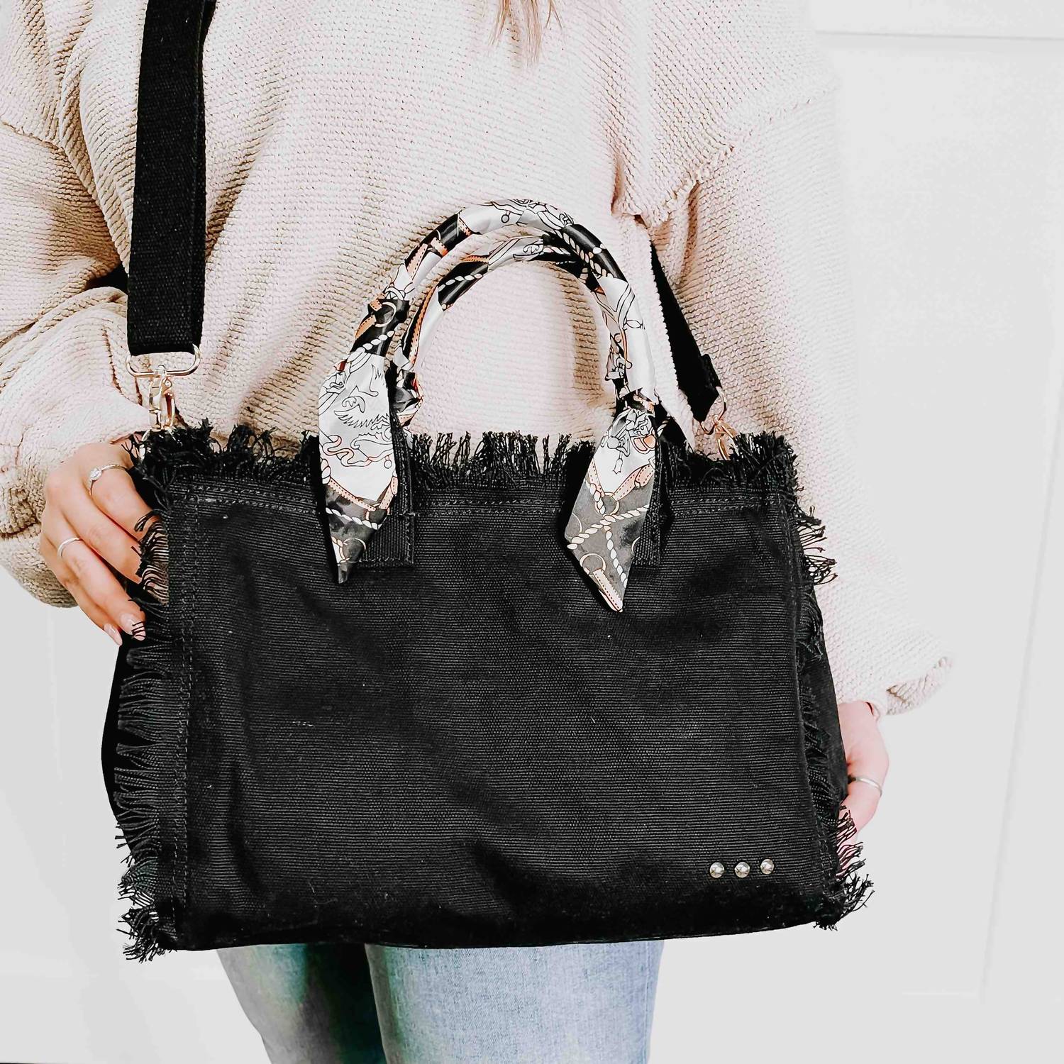 Pretty Simple - Women's Chloe Canvas Fringe Tote Bag
