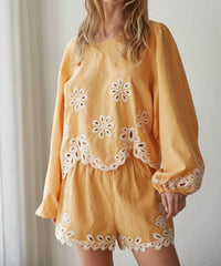 By Together - Women's Resort Embroidered Puff Sleeve Top