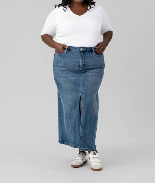 Nydj - High Rise Long Skirt With Slit - Plus