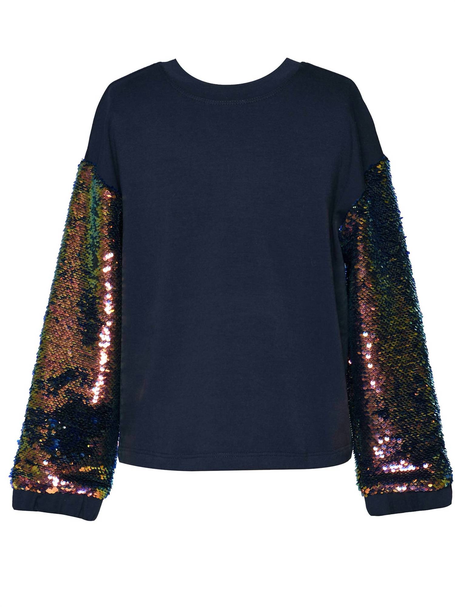 Hannah Banana Kid's Flip Sequin Sleeves Sweatshirt in navy - kids' shirt - detail view