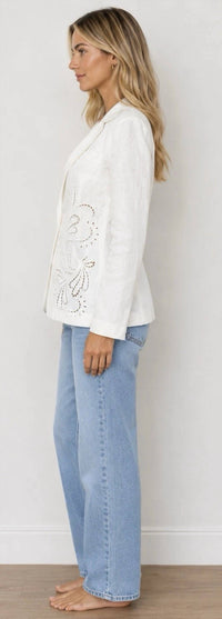 Elie Tahari - Embroidered Linen Blend Blazer