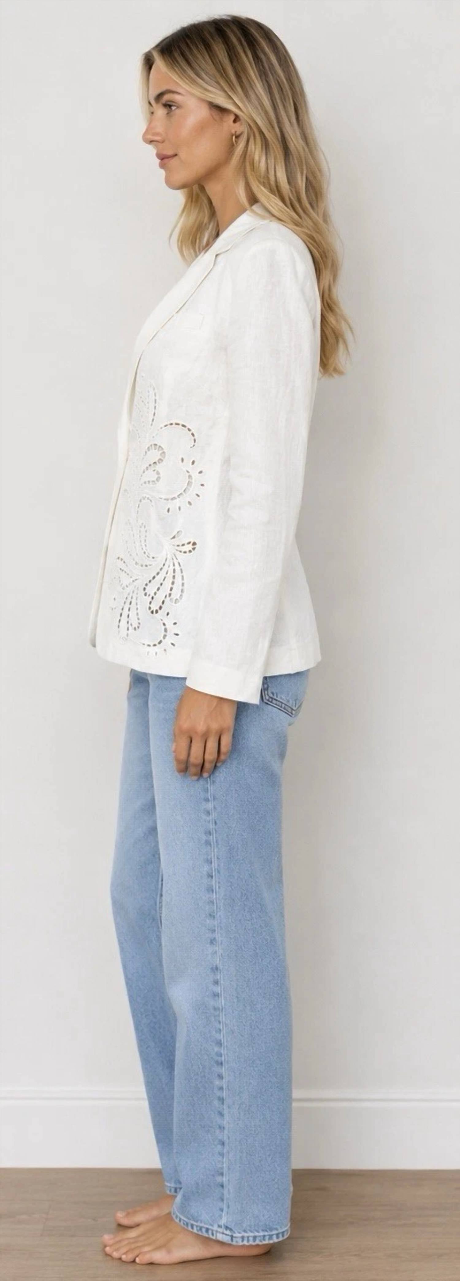 Elie Tahari - Embroidered Linen Blend Blazer