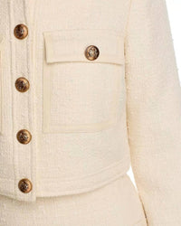 Stellah Tweed Jacket with Leather Trim in cream - women's jacket - view 5