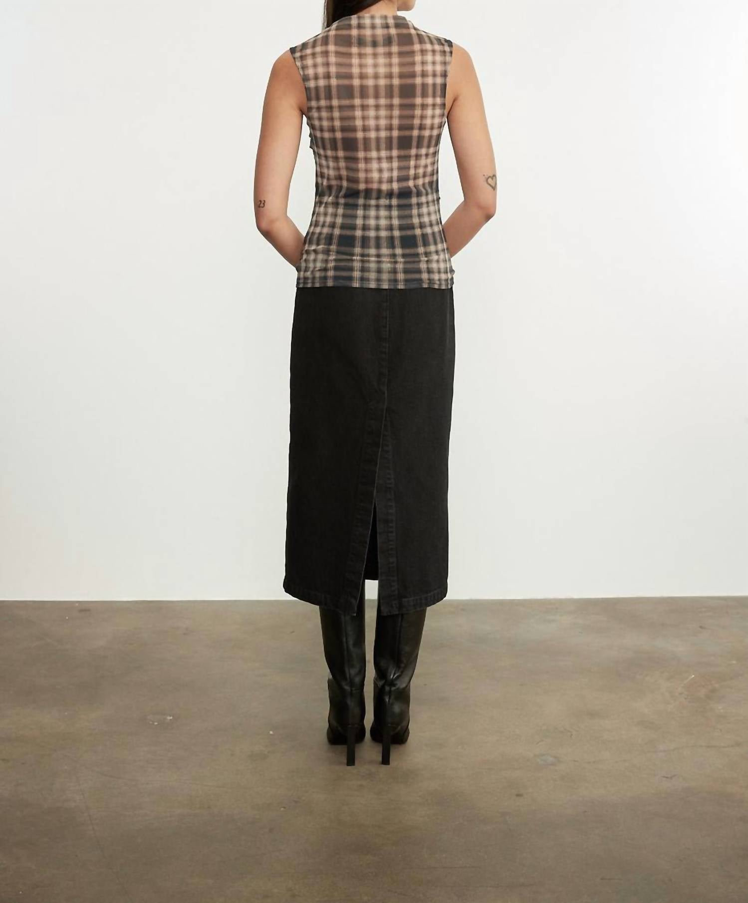 Enza Costa - Plaid Mesh Sleeveless Twist Top