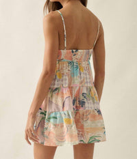 Promesa - Tropical-Print Smocked Sweetheart Tiered Babydoll Romper