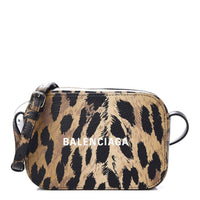 Balenciaga - Women's Calfskin Logo Printed Leopard Xs Everyday Camera Bag