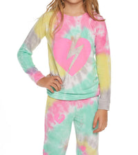 Chaser - Tie Dye Bolt Heart Hacci Pullover