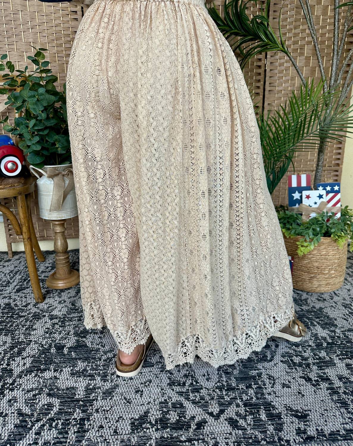 Young Threads - Boho Lace Wide Leg Pants