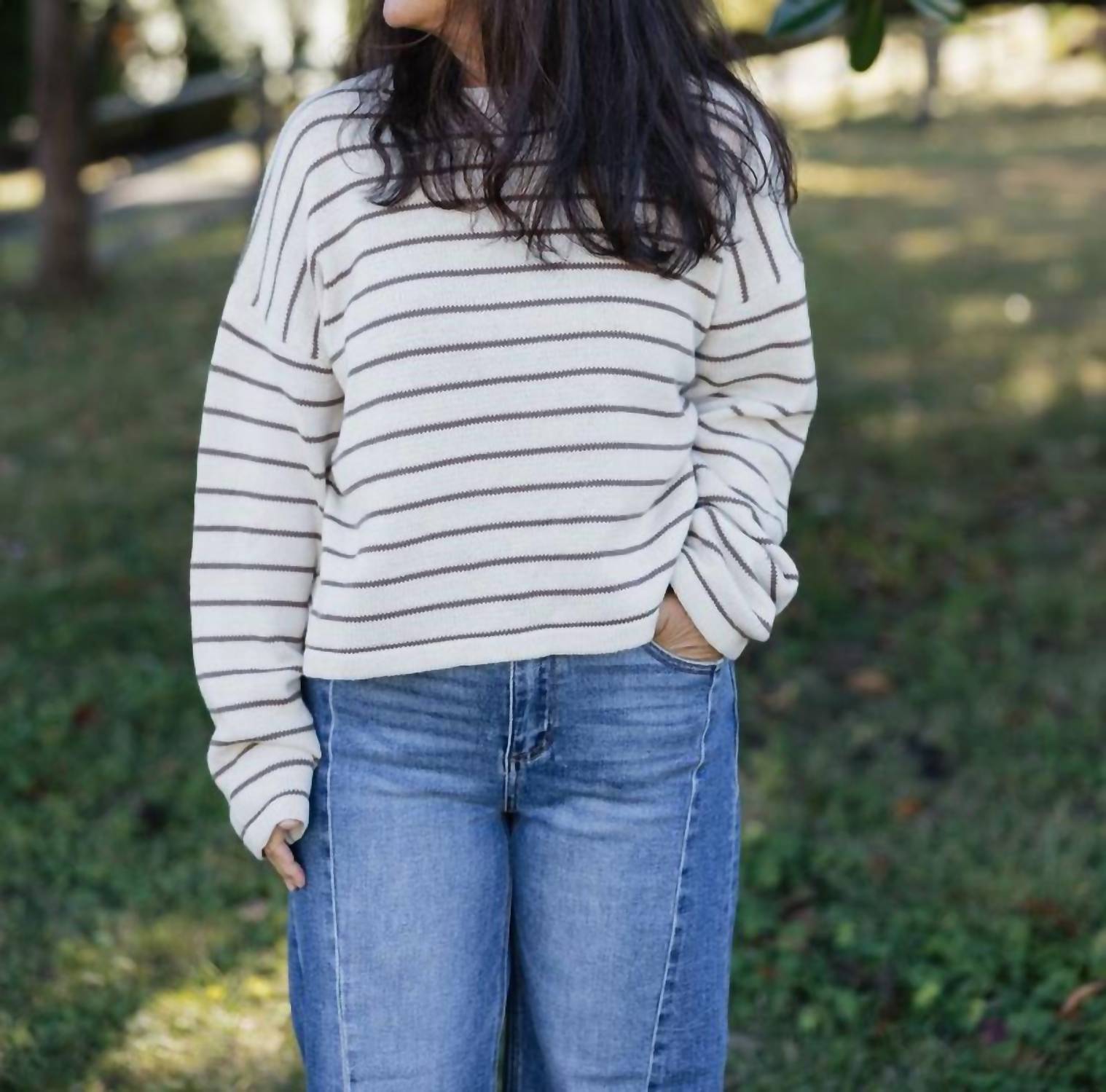 Wishlist - Striped Drop Shoulder Sweater Top