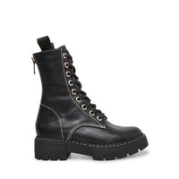 STEVE MADDEN Women's Kanyon Genuine Leather Lace Up Combat Boots in black - women's shoe