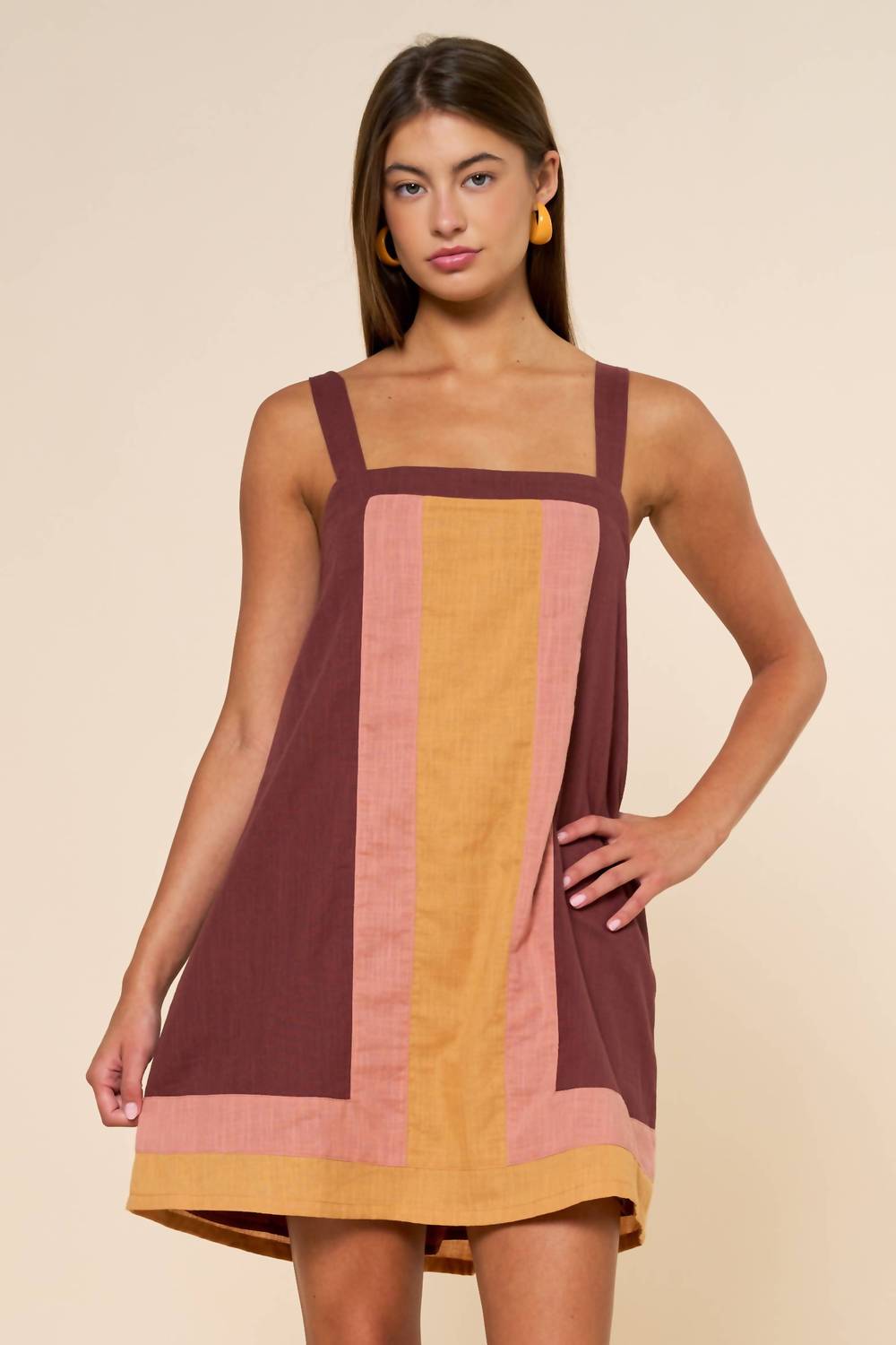 Lalavon - Color Block Sleeveless Mini Dress