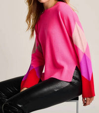 LISA TODD Power Surge Sweater in neon pink - women's sweater - detail view