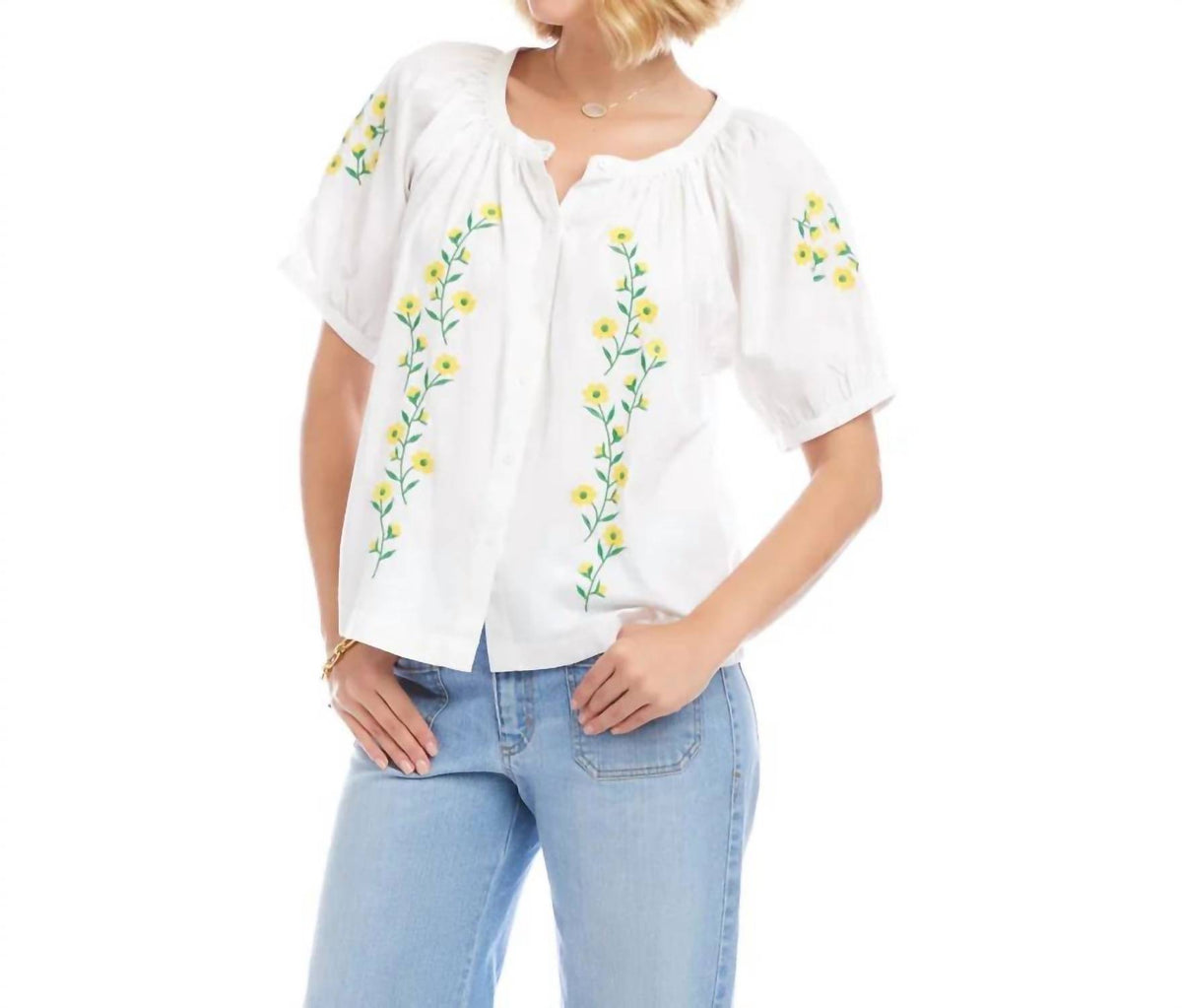 Karen Kane - Embroidered Peasant Top