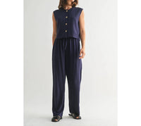 Fun 2 Fun - Ellison Striped Sleeveless Button Down Vest