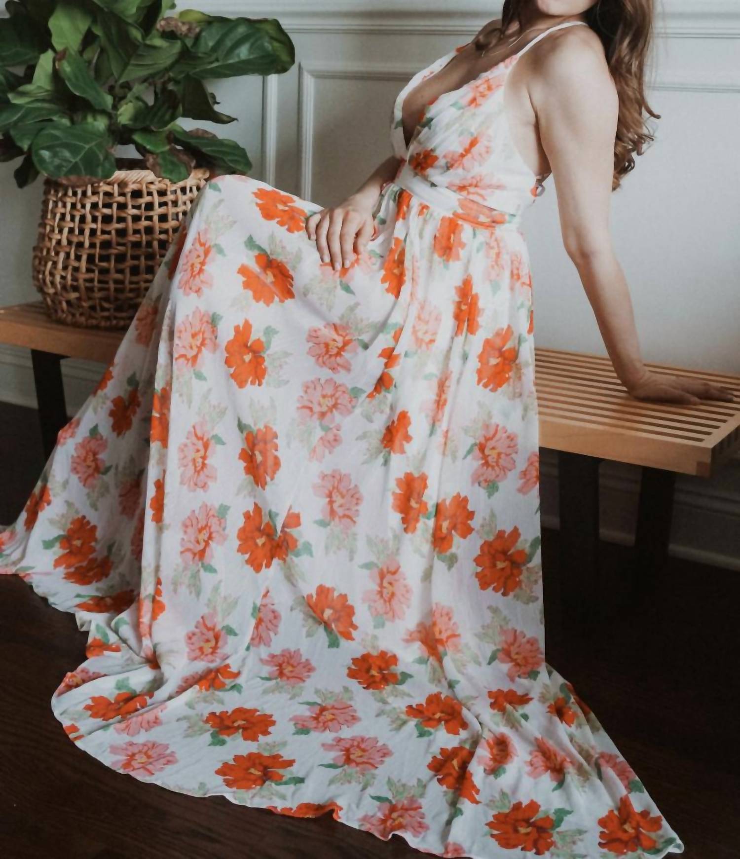 The Clothing Company - Front Pleats Detail Maxi Flower Dress