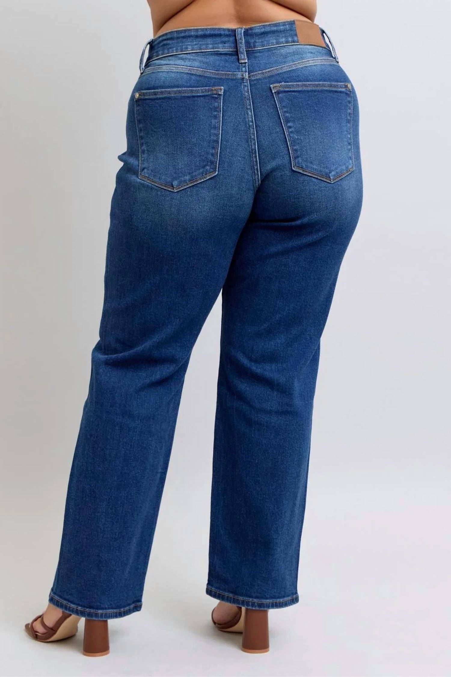 Judy Blue - Mid Rise Side Seam Detail Straight Jeans - Plus