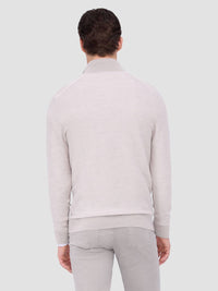 Bugatchi Uomo Men's Half Zip Sweater in willow - men's shirt - detail view
