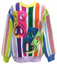 QUEEN OF SPARKLES Stripe Mask Sweater in rainbow - women's sweater - view 4