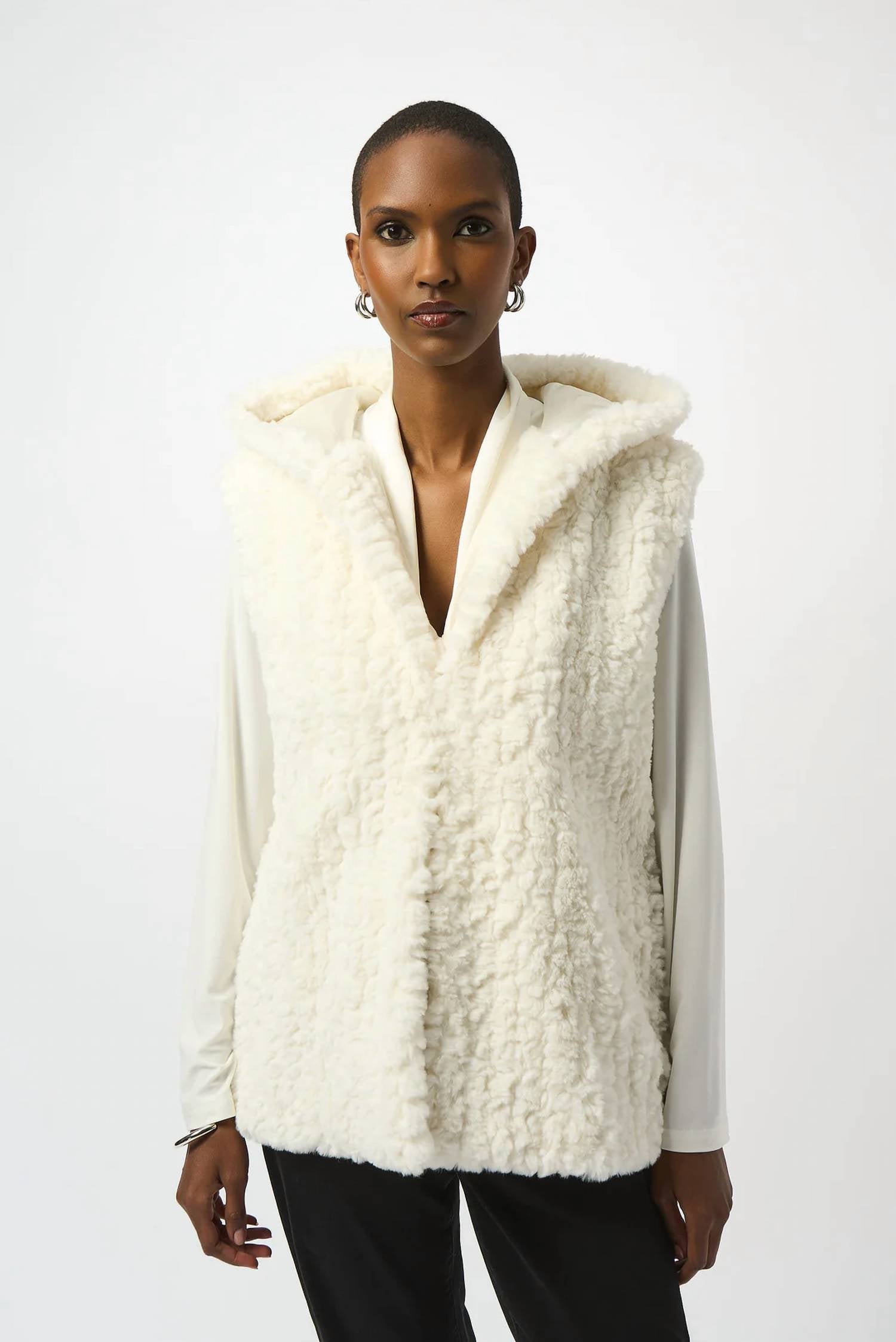 Joseph Ribkoff - Faux Fur Textured Stripe Vest