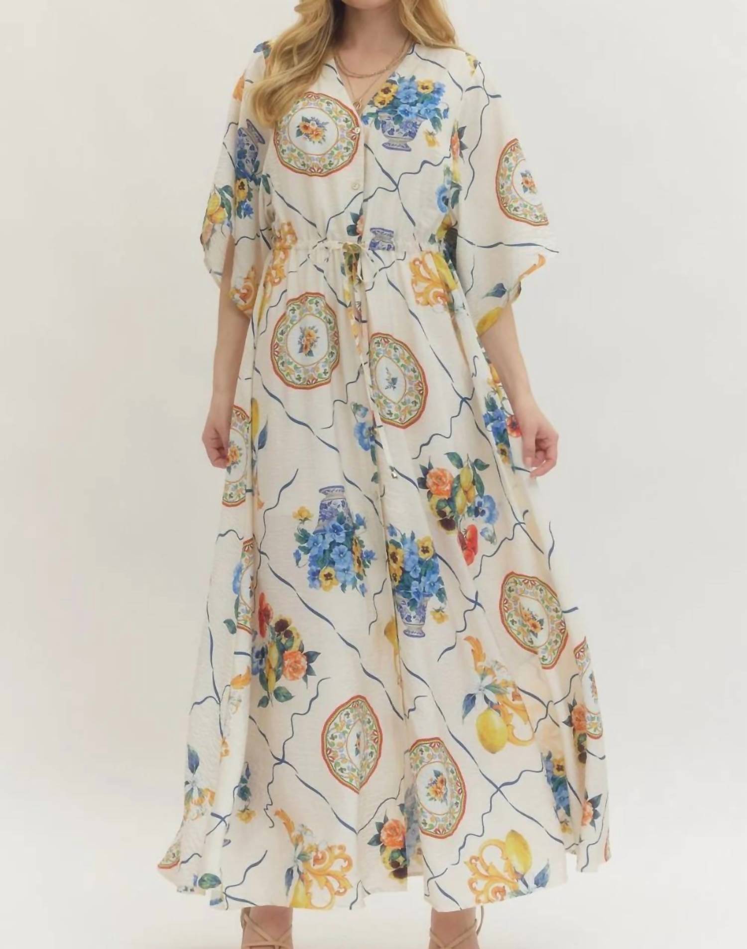 Entro - Print Short Sleeved Maxi Dress