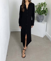 Bobi - Button Front Maxi Shirt Dress