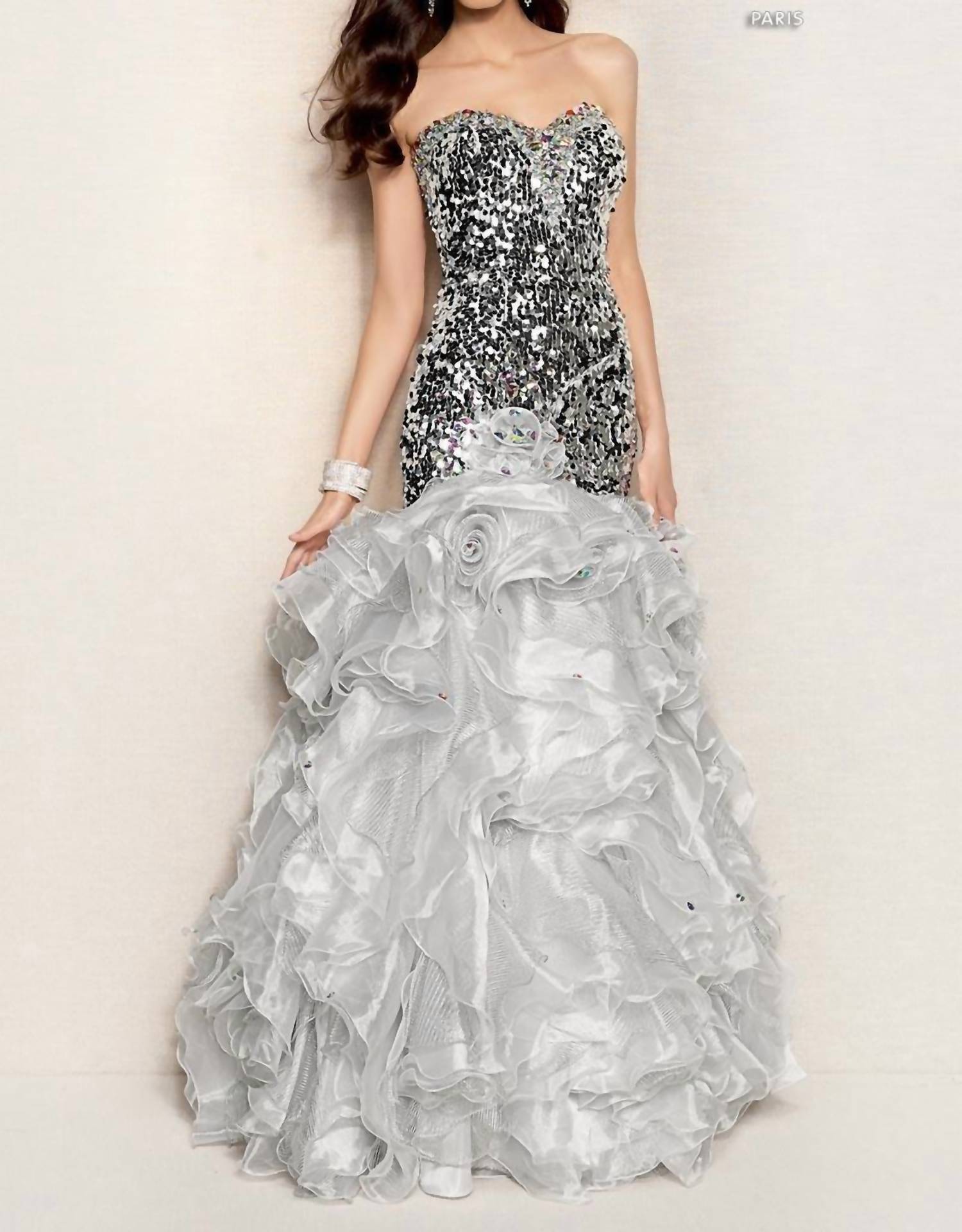 ALYCE PARIS Women's Prom Dress in silver white on - women's dress