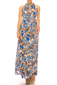 Maggy London - Floral Halter Keyhole Maxi Dress
